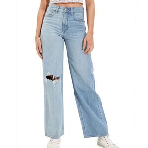 AMERICAN EAGLE | Ripped Distressed Super High-Waisted Baggy Wide-Leg Jean | 8